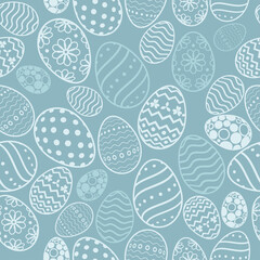 Easter Eggs with seamless ornament pattern, Vector - obrazy, fototapety, plakaty