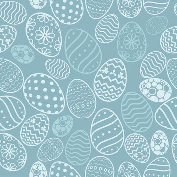 Easter Eggs with seamless ornament pattern, Vector