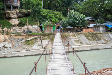 Bridge across Bahorok River at Bukit Lawang, Gunung Leuser National Park, North Sumatra, Indonesia, Asia