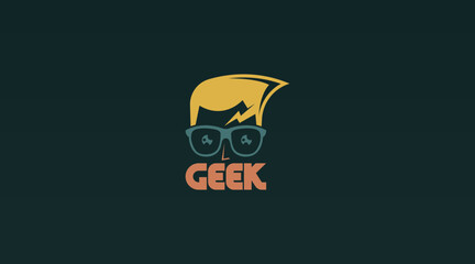 Geek Logo Design Concept Vector. Geek Logo Template in Flat Color Design Style