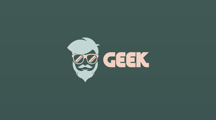 Geek Logo Design Concept Vector. Geek Logo Template in Flat Color Design Style