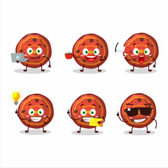 Red cookies pig cartoon character with various types of business emoticons