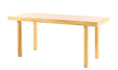 Wooden coffee table on white background