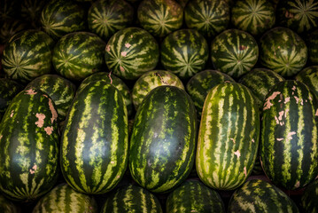 Watermelons for sale in a market in Yangon (Rangoon), Myanmar (Burma)