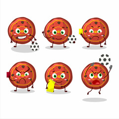 Red cookies pig cartoon character working as a Football referee