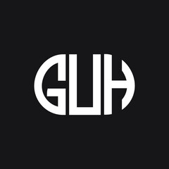 GUH letter logo design on black background. GUH creative initials letter logo concept. GUH letter design.