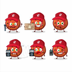 Ghost hunter cartoon red cookies pig character using camera