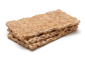 Crispy Whole Grain Bread Set Isolated on White Background. Healthy Eating and Diet Food