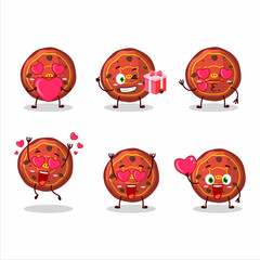 Red cookies pig cartoon character with love cute emoticon