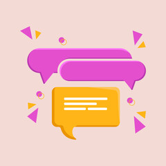 Short message  flat bubbles colors. Chatting and sending new messages. Colorful speech bubbles boxes on screen flat design vector illustration.