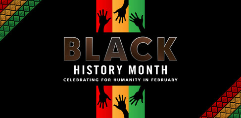 illustration of a Black History month poster background with typography text model isolated background, applicable for web banner, poster event and celebrate, social media template, symbol of humanity