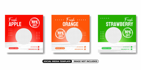 Set of Editable social media template. gradient background color with shape. Suitable for social media posts, Instagram, and web internet ads. Vector illustration with photo