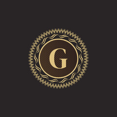 Emblem Letter G Gold Monogram Design. Luxury Volumetric Logo Template. 3D Line Ornament for Business Sign, Badge, Crest, Label, Boutique Brand, Hotel, Restaurant, Heraldic. Vector Illustration
