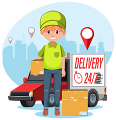 Courier holding a package cartoon character