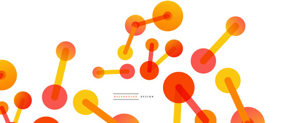 Line points connections geometric abstract background. Circles connected by lines. Trendy techno business template for wallpaper, banner, background or landing
