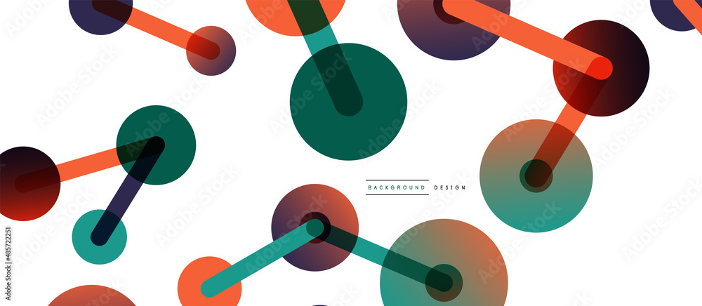 Poster line points connections geometric abstract background. circles connected by lines. trendy techno bus