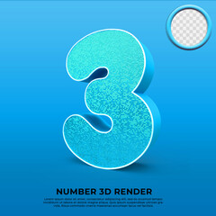 3D render elemet number 3 elegant blue color