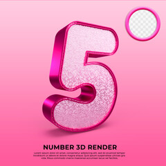 3D numbers 5 luxury