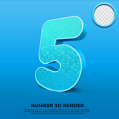 3D render elemet number 5 elegant blue color