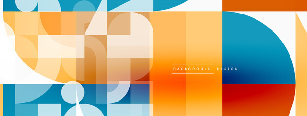 Minimal geometric abstract background. Circle square and triangle design. Trendy techno business template for wallpaper, banner, background or landing