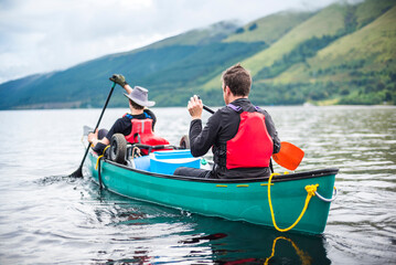 Canoeing Loch Lochy, part of the Caledonian Canal, Fort William, Scottish Highlands, Scotland, United Kingdom, Europe