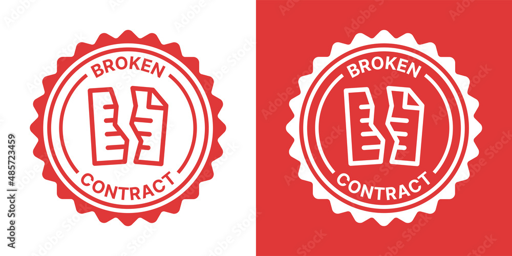 Poster broken contract seal stamp vector. contract cancellation business icon concept.