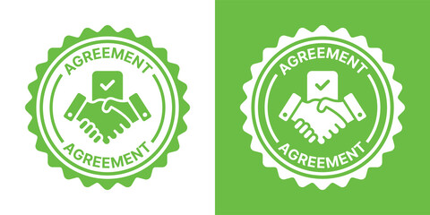 Agreement seal or label flat icon. Handshake symbol - obrazy, fototapety, plakaty