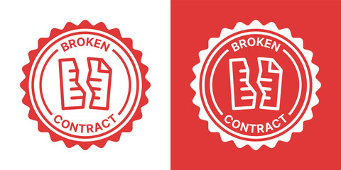 Broken contract seal stamp vector. Contract cancellation business icon concept.