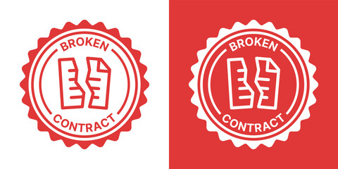 Broken contract seal stamp vector. Contract cancellation business icon concept.