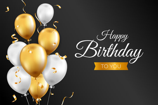 Happy birthday background design with realistic balloons