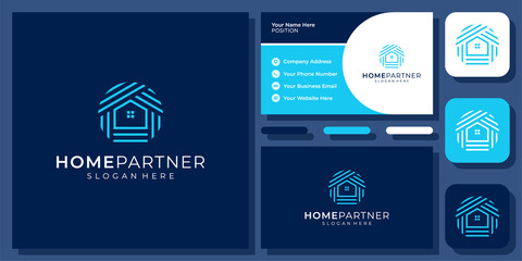 Circle Home Simple House Abstract Building Real Estate Minimal Vector Logo Design with Business Card
