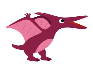 cute cartoon dinosaur baby pterodactyl. vector isolated on a white background.