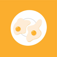 Obraz premium Vector illustration of fried eggs . Omelet on a plate. breakfast concept.