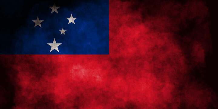 Closeup of grunge Samoa flag