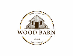 Wooden barn vintage logo template © Gree