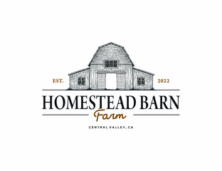 Wooden barn vintage logo template
