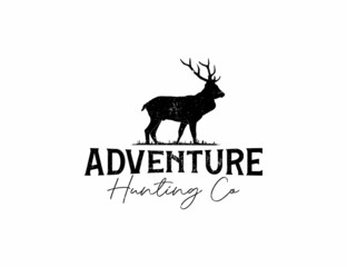 Deer silhouette adventure outdoor logo template