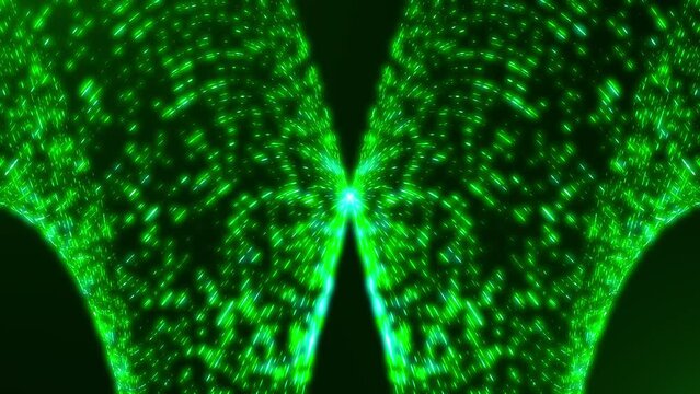 Radiant Green Dots: Meteor Rain Symmetry – Art Motion Graphics Seamless Loop