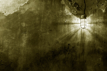worn grunge wall with light. Vintage architecture background