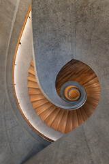 Modern spiral staircase. Contemporary architecture abstract background - 485729891