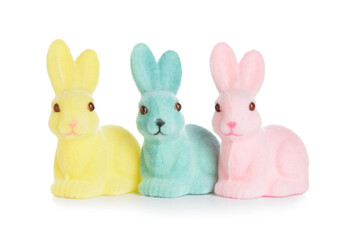 Cute Easter bunnies on white background