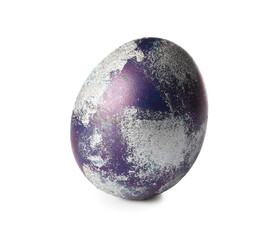 One beautiful Easter egg on white background
