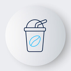 Line Iced coffee icon isolated on white background. Colorful outline concept. Vector