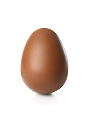 Delicious chocolate Easter egg on white background