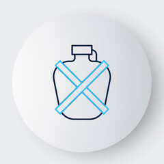 Line Canteen water bottle icon isolated on white background. Tourist flask icon. Jar of water use in the campaign. Colorful outline concept. Vector