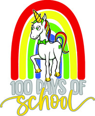 100 days of school with unicorn and rainbow