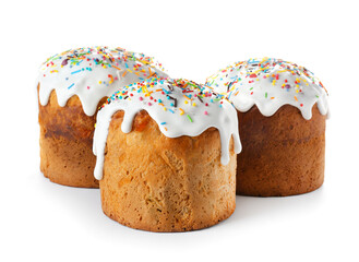 Delicious Easter cakes on white background