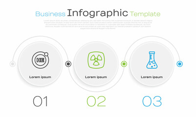 Set line Helium, Radioactive and Test tube. Business infographic template. Vector