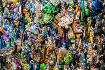 Single Use Plastic at a recycling centre, showing plastic waste and the environmental damage that it causes, New Territories, Hong Kong, China, Asia