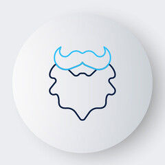 Line Mustache and beard icon isolated on white background. Barbershop symbol. Facial hair style. Colorful outline concept. Vector